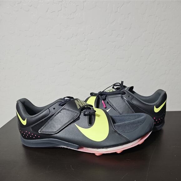 Mens Nike Air Zoom LJ Elite Long Jump Black Volt Track Spikes Size 15 CT0079-001 - Picture 1 of 7